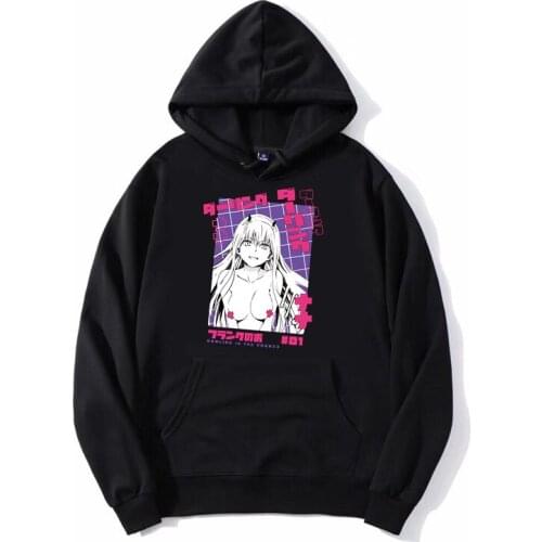 Darling In The Franxx Casual Anime Hoodie Manga Zero Two Men Hooded Sweatshirt Fleece Hoodies Harajuku Streetwear