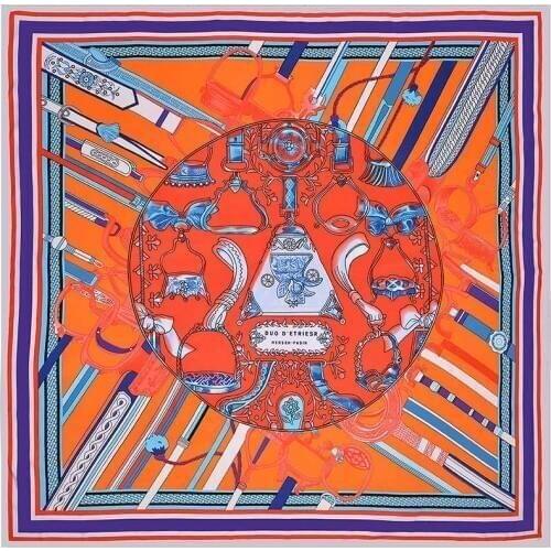 KOI LEAPING new woman Fashion silk Scarf flower Printing 130 Square scarf Headdress headscarf high quality Shawl wife gift