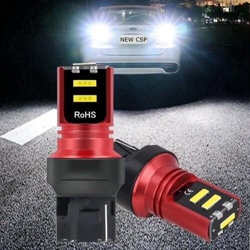 2Pcs New T20 7440 W21W WY21W Super Bright CSP LED Bulbs Car Brake Lamps Turn Signals Auto Backup Reverse Lights White Red Yellow