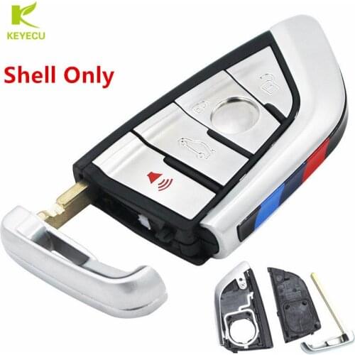 KEYECU Replacement Uncut Keyless Smart Remote Key Shell Case 3+1 Button for BMW X5 X6 2014 2015 2016 + Uncut Small key