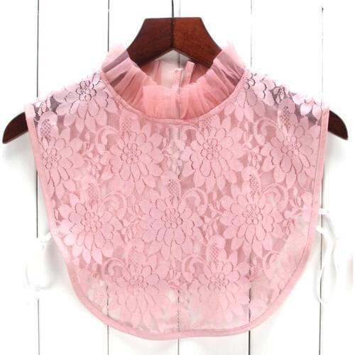 Fashion Women lotus leaf ear mesh bottoming fake collar letter lattice wild doll blouse shirt white removable decorative collar