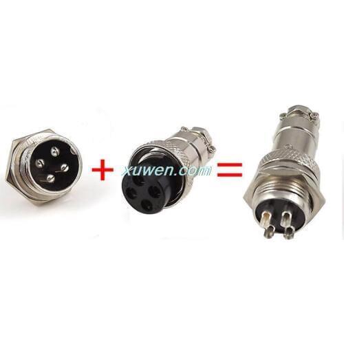 2PCS GX164 Metal Aviation Connector Connecting Plug & Socket 16mm 4pin