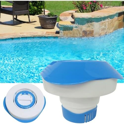 8 inch Automatic Applicator Cleaner Deluxe Large Blue and White Floating Swimming Pool Chlorine Dispenser Disinfectio n Floater