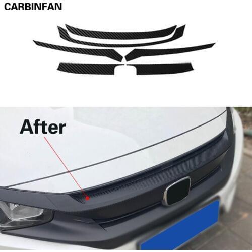 Car-styling Accessories Colorful Grille Grill Carbon Fiber Stickers And Decals 6pcs/set For 2016 2017 2018 Honda Civic 10th