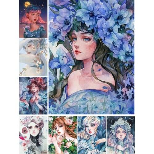 Flower Beautiful Girls Diy 5D Diamond Painting Full Square and Round Embroidery Mosaic Cross Stitch Wall Art Handmade Home Decor