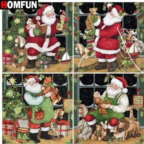 HOMFUN Diamond Painting "Christmas santa" Cross Stitch Custom Photo Diamond Embroidery Square Round Drill Home Decor