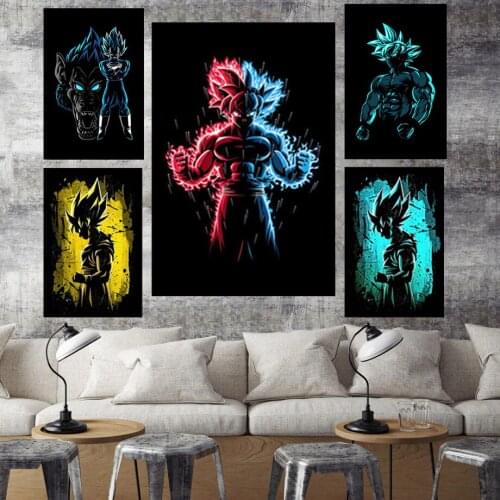Black Abstract Wall Art Anime Poster Famous Japanese Budo Interior Decoration For Home Boho Decor Cartoon Canvas Painting