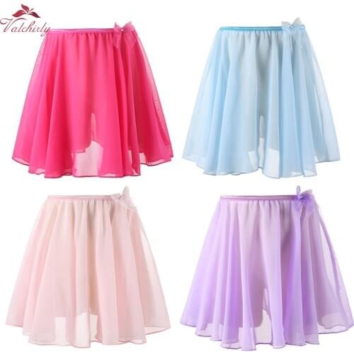 Kids Ballet Dance Skirts Chiffon Pull-On Wrap Skirt Ballerina Dress-up for Performance Costume Party Tutu Skirt for Girls