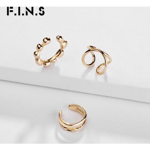 F.I.N.S 3 Pieces/Set Trendy Korean Fashion Women Gold Color Copper Ear Cuffs for Women Metal Clip On Earrings No Pierced