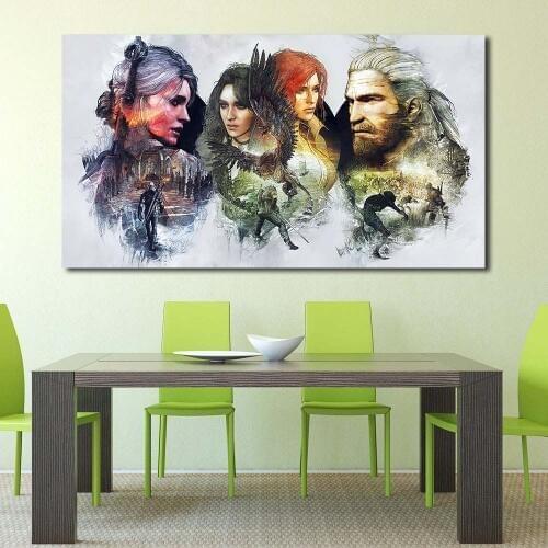 JQHYART Modern Painting Game Poster The Wild Hunt Canvas Art Painting Wall Pictures For Living Room Home Decor Printed No Frame