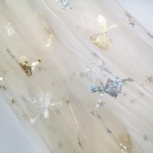 Quality gauze fabric Sequins embroidery tissu one-piece dress dress headdress performance fabrics