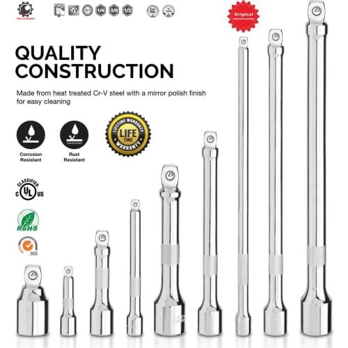 3Piece 3/8''Drive Socket Extension Set, 3''6''10''Extensions Premium Chrome Vanadium Steel,Drive Socket Sets Hand Tools