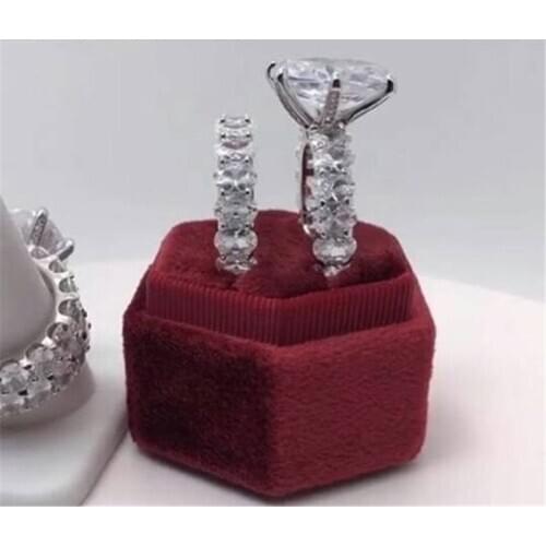 Fashion Oval cut 8ct AAAAA cz Ring Sets 925 Sterling Silver Engagement Wedding Band Rings for women men Vintage Party Jewelry