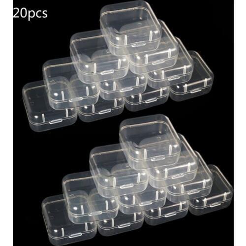20Pcs/Set Square Mini Clear Plastic Storage Containers Box with Lids for Small Items Storage Box