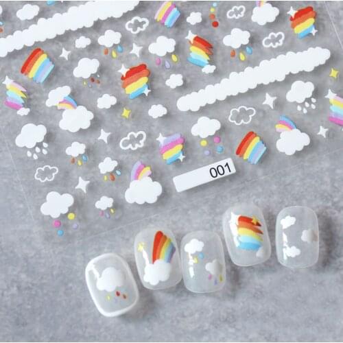 Cute Animals Rainbow Cloud Pumpkin High Quality 3D Engraved Nail Stickers Nail Art Decorations Nail Decals Design