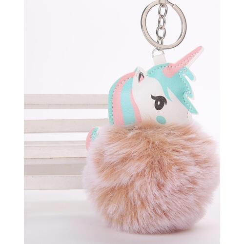 Kawaii Unicorn Keyring Cartoon Fluffy Fur Pom Pom Variety Plush Shade Cover Relax Mask Suitable for Travel Home Party Gifts