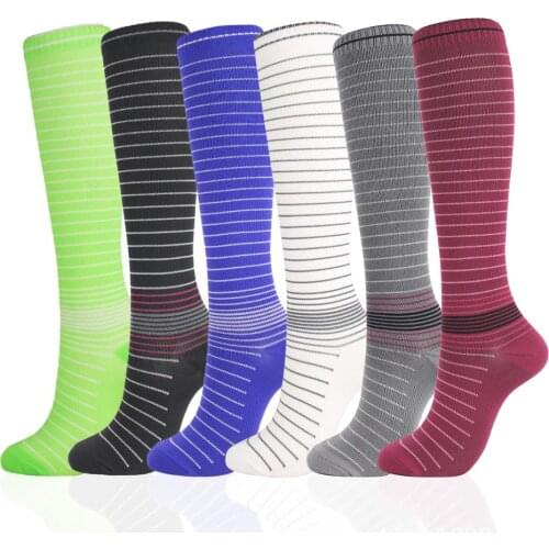 2021 New Striped Compression Socks Men Cartoon Candy Color Sport Nylon Tube Socks Relieve Pain Cycling Nursing Compression Socks