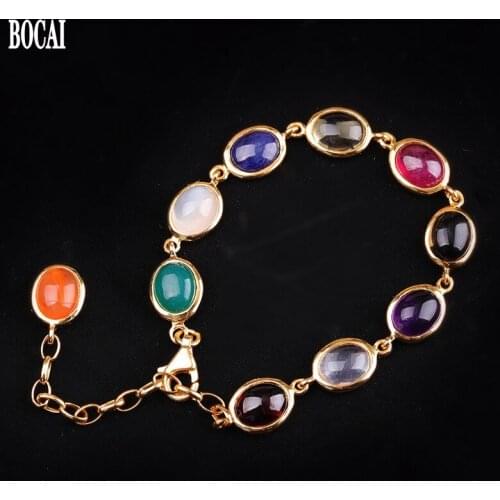 New ethnic style hand jewelry S925 pure silver jewelry colorful enamel bracelet female 100% real 925 silver woman bracelet