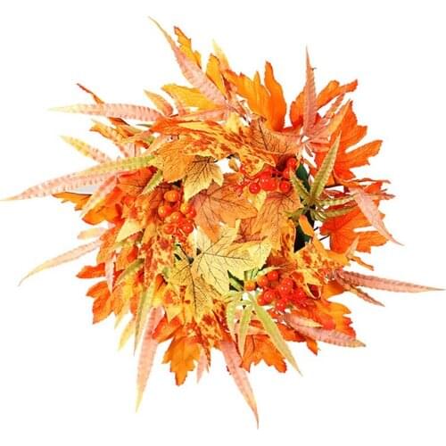 Fall Wreath for Front Door Maples Leaf Berry Autumns Wreath Thanksgivings Christmas Decoration for Home Indoor Outdoor