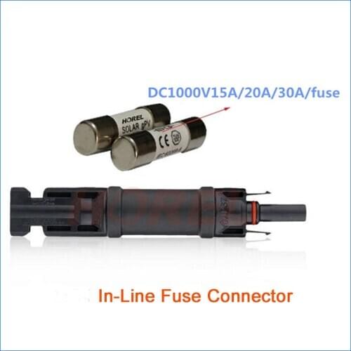 PV Connector Fuse protector 15A 20A 30A 1000VDC Fuse Use for solar cell panel Fuse Holder Protective PV Photovoltaic