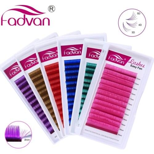 Colored Easy Fanning Eyelash Extension Red/Green/Blue/Brown/Purple Colorful Auto Blooming Makeup Lashes Extension 15-20mm Long