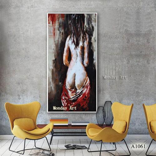 Hand Painted Abstract Canvas Oil Painting sexy gray Naked painting Wall Art painting Sexy woman Canvas Pictures for living room