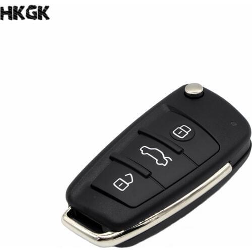 Replacement Folding Flip 3 Button Car Remote Key Shell For AUDI A2 A3 A4 A6 A6L A8 TT With Logo