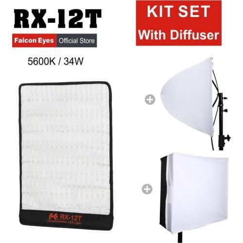 Falcon Eyes 34W 5600K For Camera Profesional Video LED Light Waterproof Portable Photo Flexible Lighting RX-12T with Diffuser