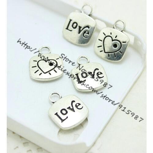 Sweet Bell 30pcs/lot 14*18mm Antique Metal Cameo Hearts Love Charm Jewelry Letter Charms Jewelry Making Charms diy 2C201