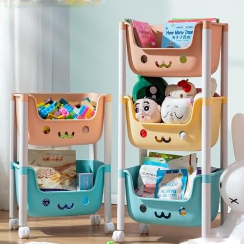 Zq Trolley Rack Childrens Toy Storage Rack Household Bookshelf Picture Book Rack Movable Multi-Layer Organization Rack