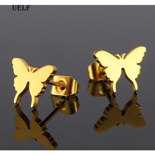 Uelf 2019 New ! Fashion Fine Jewelry Delicate Elegant Temperament Butterfly Gold Color Earrings For Women Gifts