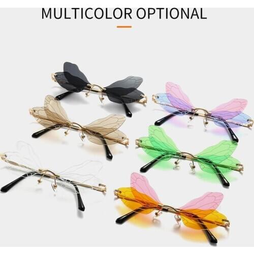 UV400 Vintage Sunglass Dragonfly Wing Shaped Sunglasses Transparent Lens Shades Sunglass for Party Photography Props
