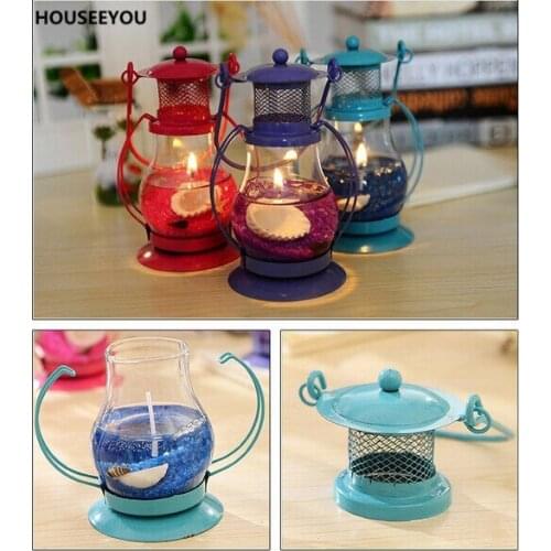 Vintage Candle Holders Modern Portable Iron Glass Crafts Home Decor Candlestick for Bar Coffer House Table Party Creative Gifts