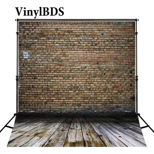 VinylBDS Newborn Baby Backgrounds Photography Red Brick Wall Fond De Studio De Dark Wood Texture Floor Backdrops For Photo Shoot