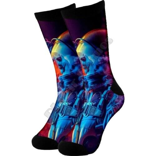 Galaxy Astronaut High Socks 3d Printed Men For Women Funny socks fashion long Socks 05