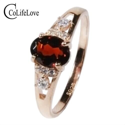 CoLife Jewelry 100% Natural Garnet Ring for Daily Wear 5*7mm VVS Grade Garnet Silver Ring 925 Silver Garnet Jewelry