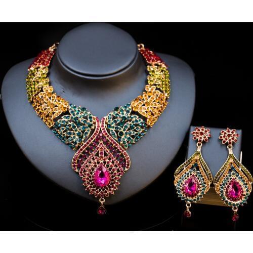 LAN PALACE new costume women dubai jewelry set african beads engagement necklace and earrings for party free shipping