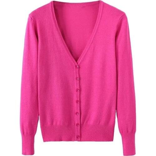 New Women Knitted Cardigans Sweater Fashion Autumn Long Sleeve Loose Coat Casual Button V Neck Solid Female Tops 2021