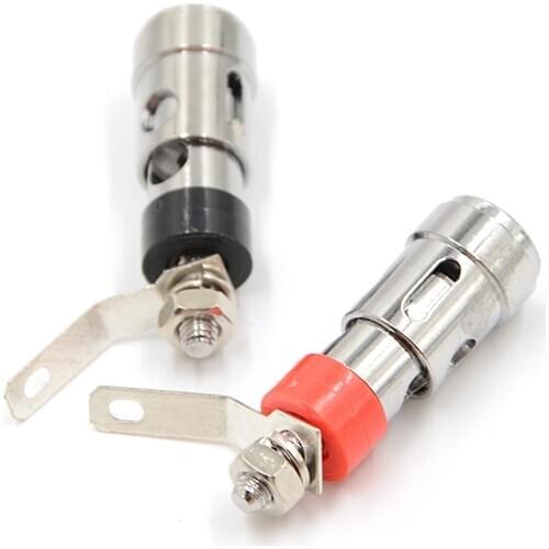 1Pair Red+ Black Audio Terminal Banana Socket Silver Plated Brass Terminal Speaker Binding Post Spring Loaded Press Self Locking