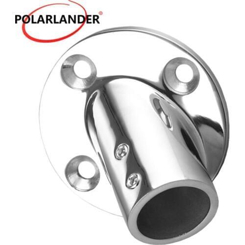 1 Pc Stainless Steel 1" /25mm Railing 45 Degree Round Bottom Socket Pipe Round Base Hardware for Boat Marine Yacht