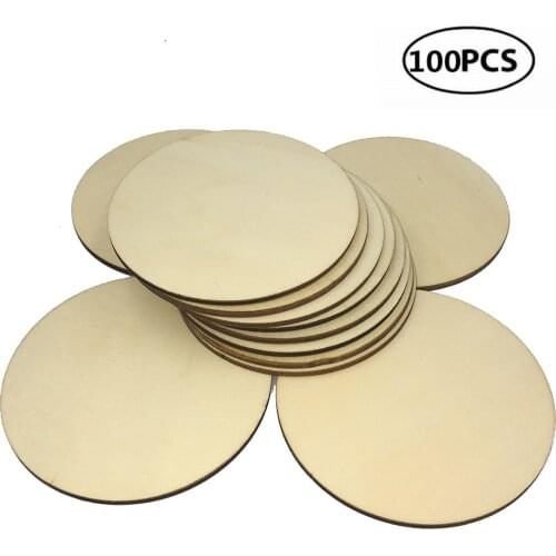 100pcs 80mm 3.14inch Big Size Christmas Blank Wood Circle Embellishments Wood Round Slices for Wedding, Valentine, DIY, Arts