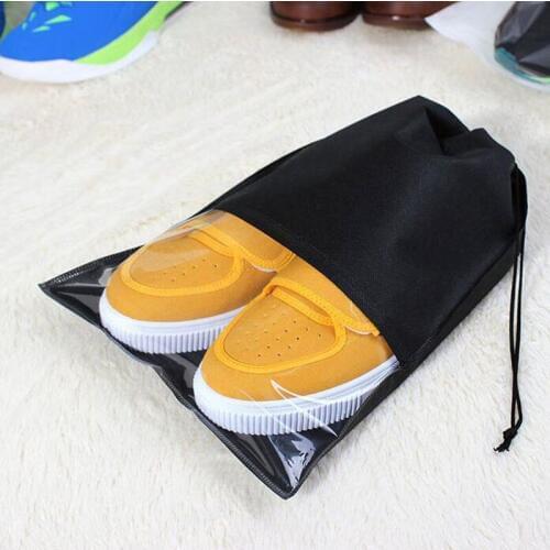 100pcs/lot Visible Window Non-woven Drawstring Bags For Shoes Clothes Storage Bag Organizer Travel Package ZA5314