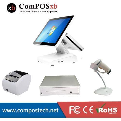 ComPOSxb 15 inch pos touch all in one pc with cash register 80 printer scanner pos for restaurant Supermarket pos machine