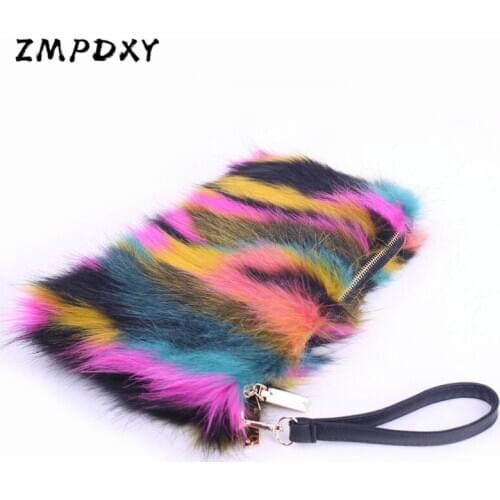 Ladies Plush Bag Cute Fake Hair Striped Clutch Womens Handmade Messenger Beach HandBags Female Fluffy Furry Slippers Rain Shoes