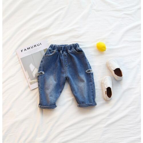 Unisex Kids Denim Pants Casual Korean Hole Jeans for Girls Boys Pants 2019 New Arrival Autumn Trousers High Quality Baby Jeans