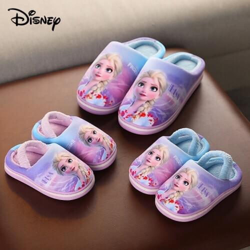 DISNEY Autumn Winter Slippers Frozen Elsa Children Slipper Warm Soft Kids flip flop Home Baby Non Slip Delicate Girls Shoes