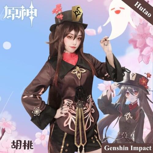 Free Shipping Genshin Impact COS Hutao Suit Clothing Game Hu Tao Cosplay Costume Full Set Game Anime Role Playing For Female