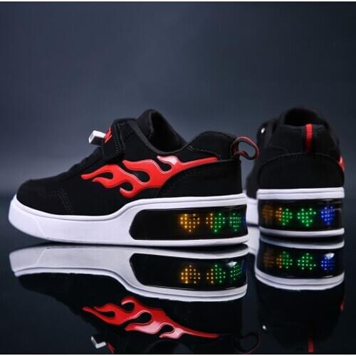 2020new kids shoes led boys girls sneakers 7 modes led Casual shoes usb charging Stealth switch soft Lightfashion Skate shoes