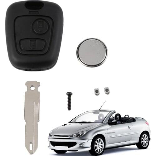 Hot Selling 2 Buttons Remote Key Fob Case Shell Blade Cell Battery For Peugeot 206 Key