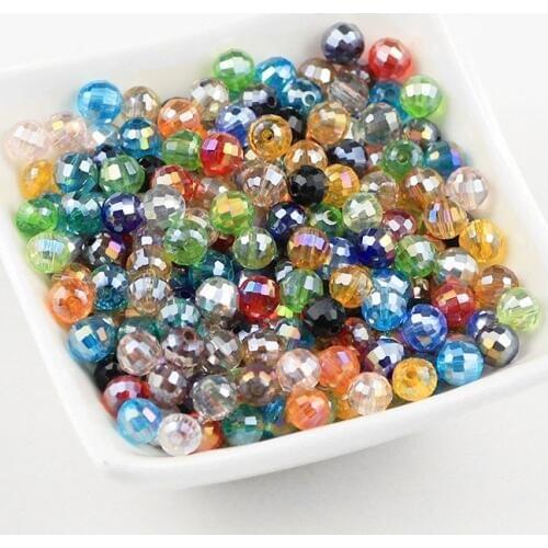 MKTREG 6mm 50pcs Cosmic magic ball Faceted crystals Glass Loose Beads For Jewelry Making DIY Bracelet Necklace Earring Pendant